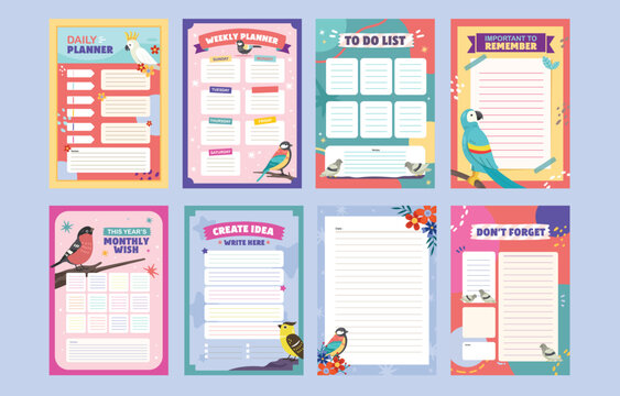 Colorful educational planner and checklist printables