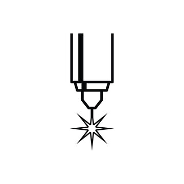 Laser machine logo icons. CNC Laser Machine Head logo, Laser Engraving Machine, Laser beam icon.