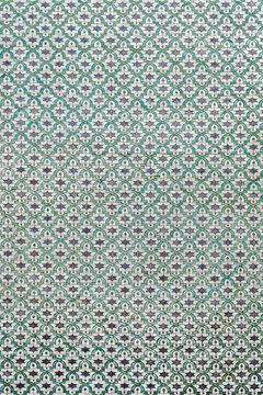 Green and White Geometric Zellige Tile Panel at the Mosque Al-Beida, Fes, Morocco