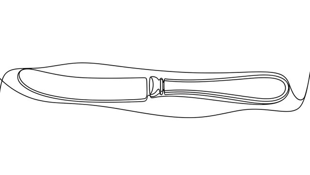 Simple line art knife illustration white background.