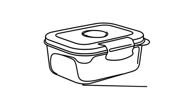 Plastic food storage container white background.