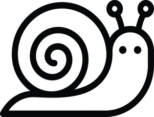 Minimalist snail icon vector, black line art mollusk, simple garden animal © SurayaAktar