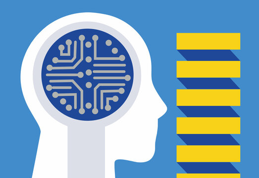 Understanding artificial intelligence concepts with a creative brain illustration