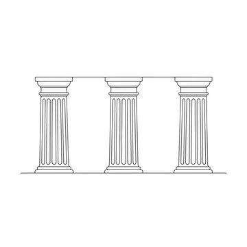 Three minimalist wooden columns with striped patterns on square bases