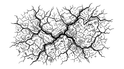 Obraz premium Cracked Dry Earth Texture - Hand Drawn Illustration