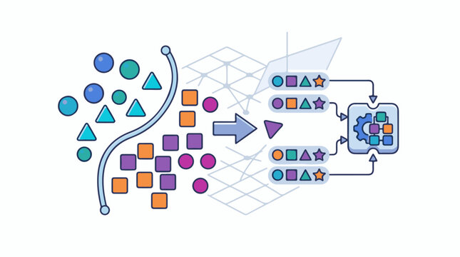 Abstract shapes sorting processing and outputting for analysis