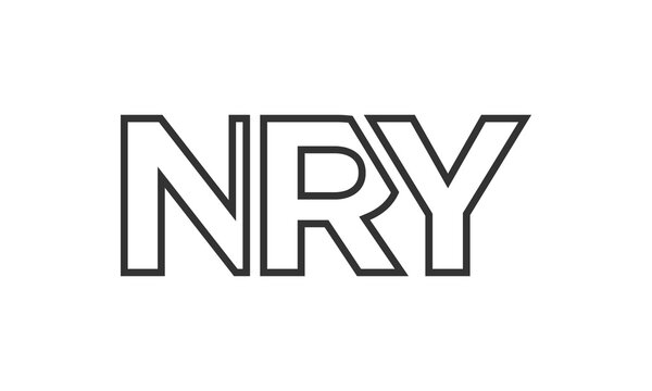 NRY logo design template with strong and modern bold text. Initial based vector logotype featuring simple and minimal typography. Trendy company identity.