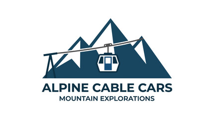 Alpine cable car mountain exploration logo. © sarda