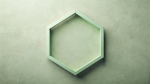 Hexagonal Frame on a Textured Green Surface, Ideal for Presentations and Design Projects