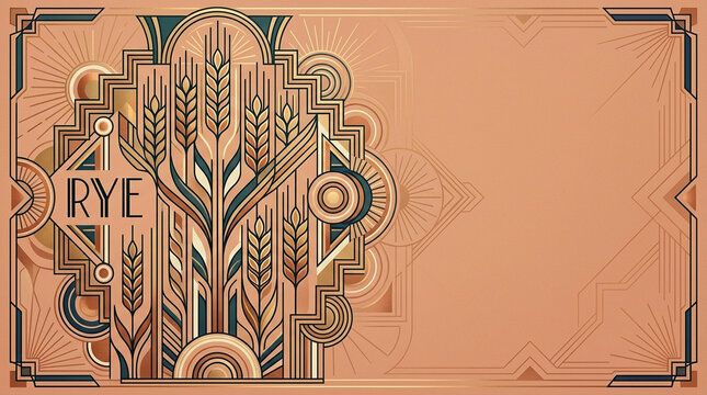 Art Deco Wheat Frame Background with Copy Space