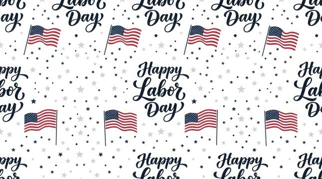 Happy labor day american celebration background with flags and stars