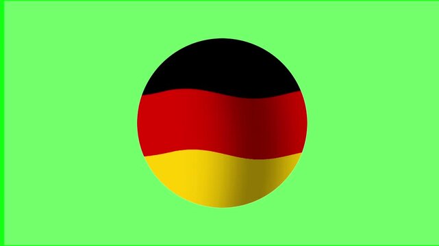 Loop animation of Germany national flag sphere waving on a chroma key green screen background. Great for European news, automotive industry topics, football championships, and education