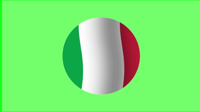 Italy national tricolor flag sphere loop animation waving on a green screen background. Ideal for Italian food content, Rome tourism, football events, arts, and E