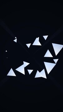 Abstract Light Shards in Dark Environment Floating Triangles Creating Geometric Motion