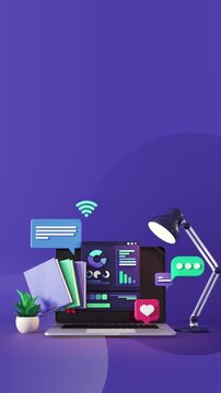On line education animated background. Horizontal HD version