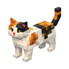 Naklejka premium PNG Pixelated cat in blocky style.