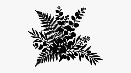 Black and white fern leaf illustration design. © alik
