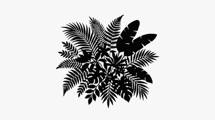 Black and white fern leaf illustration set. © alik