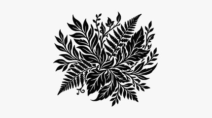Black and white fern leaf illustration design. © alik