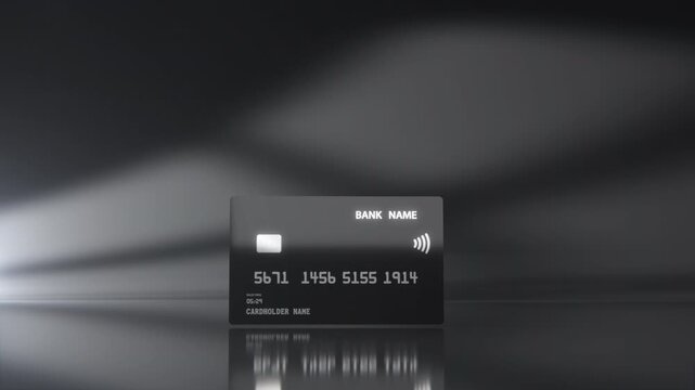 3D Animation of Mock up Black colors Credit Card for Financial Promotion and E-commerce Concept.