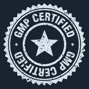 gmp certified white grunge round stamp. gmp certified stamp