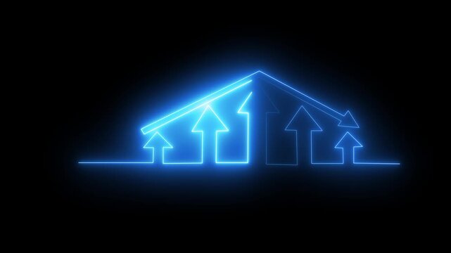icon swipe up animation black background. UP Directional Arrow Loop Animation. purple blue color  back round  black.