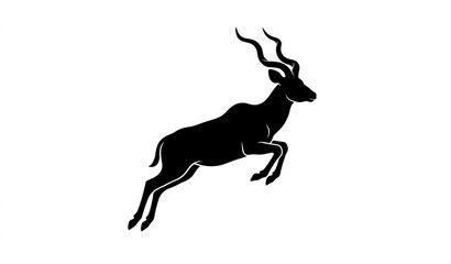 Fototapeta premium Minimal African antelope silhouette icon vector illustration isolated on white