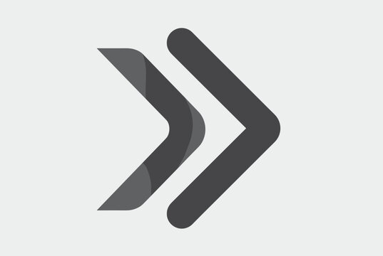 Flat vector graphic icon of a double arrow pointing right, representing fast forward, next page, or progress transition.