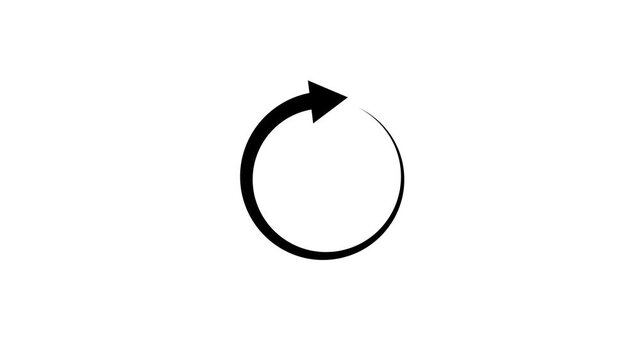 Animated black color circular arrow icon on a black background, Motion graphics of concept. animation