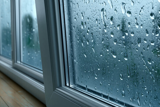 Rain on glass inside the house