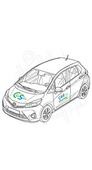 Fototapeta premium Car sharing service logo design, urban transportation concept, blueprint style