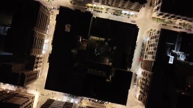aerial view of the Metropolitan City of Bari at night, Apulia region of Italy