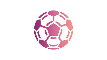 Fototapeta premium Abstract Pink and Purple Gradient Geometric Soccer Ball with Dynamic Cuts Vector Emblem