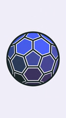 Naklejka premium Abstract Blue and Purple Gradient Stylized Soccer Ball Geometric Vector Emblem