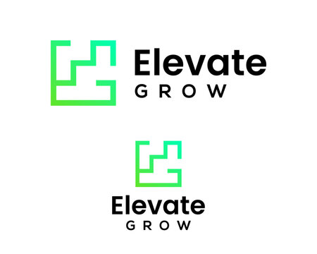 EG monogram letter logo representing business growth.