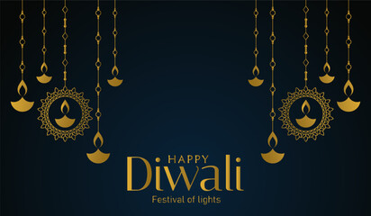 Happy Diwali festival greeting banner Festival of light. Greeting card or holiday banner vector illustration © The Little Foot
