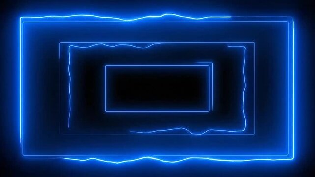 A series of glowing blue rectangular frames nested within each other on a dark background