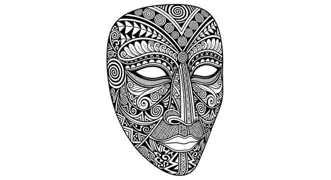 Intricate tribal face mask with patterned ethnic details