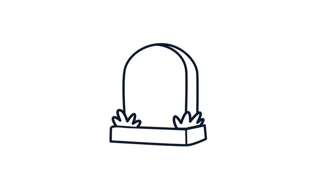 Halloween Outline Tombstone Scale Animation
