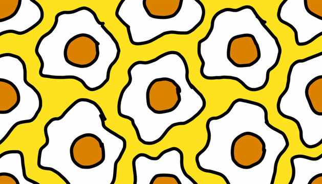 Retro Fried Egg Pattern for Breakfast Packaging Design