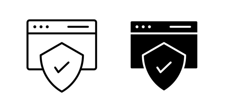 Website Security Icon for secure web protection encrypted browsing and online privacy use in UI UX websites apps and systems Vector illustration with stroke and fill on a white background.
