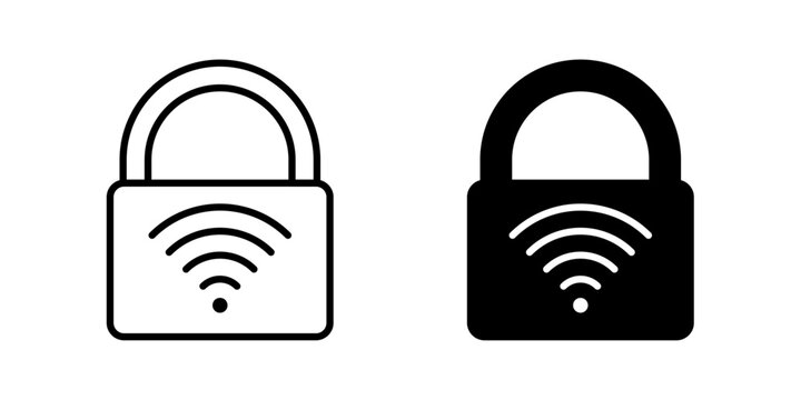 Wireless Encryption Icon for secure wireless communication protected data transfer and network privacy use in UI UX websites apps Vector illustration with stroke and fill on a white background.