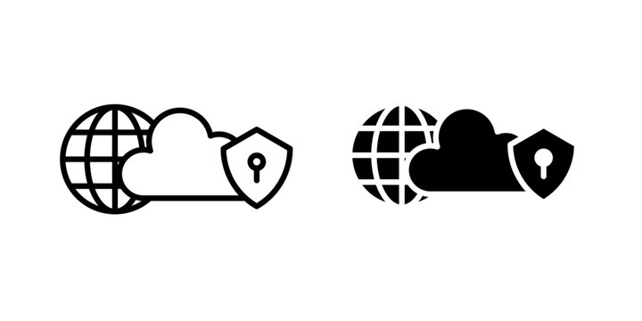 Cloud Network Security Icon for secure cloud infrastructure protected connectivity and cyber defense use in UI UX websites app nd systems Vector illustration with stroke and fill on a white background