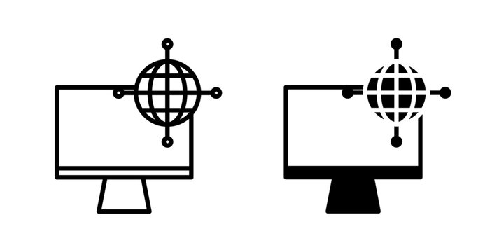 Network Monitoring Icon for traffic analysis system monitoring and cybersecurity management use in UI UX websites apps and systems Vector illustration with stroke and fill on a white background.