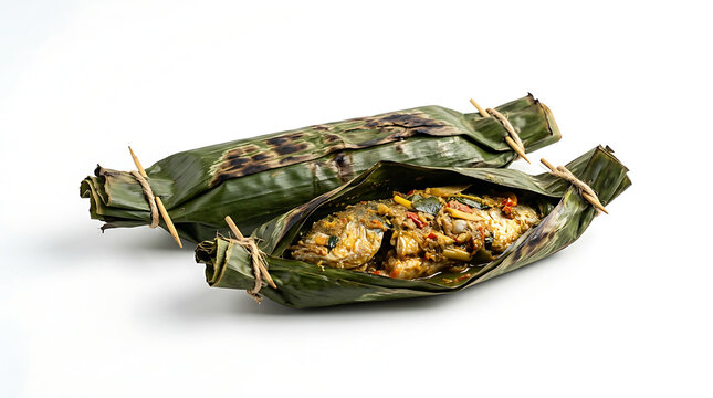 Pepes Tahu with herbs served on a plate indoors