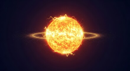 Fototapeta premium A radiant sphere of golden light floats gracefully amidst shimmering dust particles and warm cosmic energy within a dark ethereal void, dark, floating, nebula