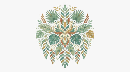 Colorful Tropical Leaf and Fern Illustration Design. © Cintia