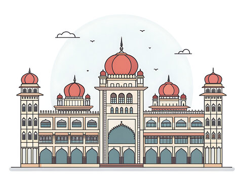 Modern minimal vector illustration of the Mysore Palace