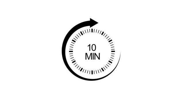 10 minute timer countdown clock animation with circular progress indicator