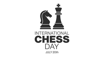 Chess Pieces Silhouette With Text For International Chess Day On White Background chessmen knight © Amana Khan